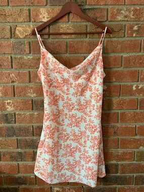 Urban Outfitters Red White Toile Drape neck Slip Dress